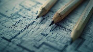 architecte plan esquissé avec crayon sur papier photo