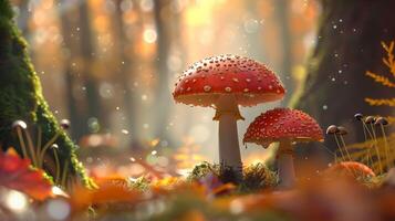 l'automne forêt proche en haut champignon croissance toxique photo