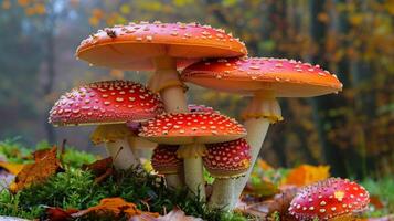 l'automne forêt proche en haut champignon croissance toxique photo