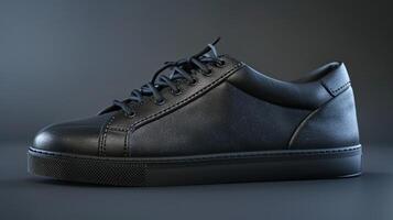 noir cuir des sports chaussure avec élégant lacet photo