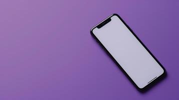 Vide téléphone écran sur violet Contexte photo