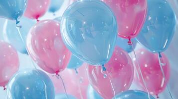 rose et bleu des ballons flottant dans le air photo