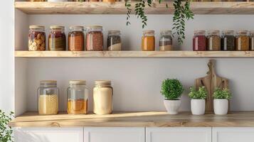 cuisine garde-manger avec Vide pot maquettes pour fait maison conserves et sauces photo