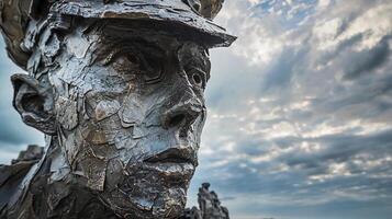 spectaculaire bronze sculpture dévoué à déchue soldats. Mémorial journée ou yom Hazikaron photo