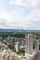 Francfort un m principal, Allemagne, août 08, 2023. vue à horizon de Francfort de maintower dans Francfort, Allemagne. ubc. photo