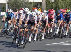 impérie, je suis, la ligurie, Italie - Mars 16, 2024 un important cyclisme course dans une petit ville dans Italie dans mars. le Nom de le compétition est Milan-Sanremo 2024 photo