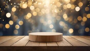 vide podium sur table avec floue bokeh Contexte photo