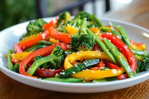 une assiette de coloré sauté des légumes photo