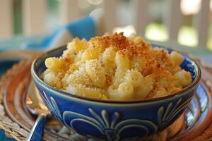 crémeux macaroni et fromage avec chapelure photo