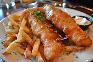 croustillant poisson et frites et tartre sauce photo