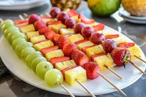 coloré fruit brochettes photo