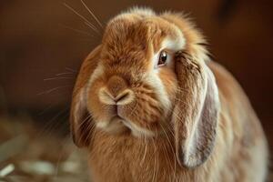 une mignonne Hollande élaguer lapin avec duveteux des joues photo