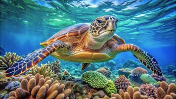 une vert mer tortue glisse dans tropical des eaux photo