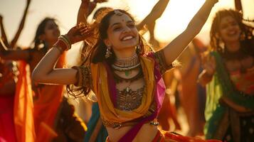 magnifique Indien fille Danseur de Indien classique Danse dans Festival photo