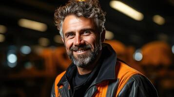 souriant ingénieur à travail - construction site portrait photo