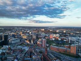 aérien ville centre bâtiments de Birmingham central ville de Angleterre uni Royaume pendant le coucher du soleil. Mars 30e, 2024 photo