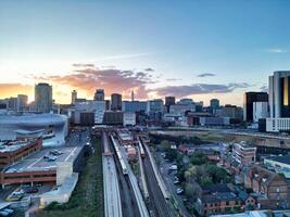 ville centre bâtiments de Birmingham central ville de Angleterre uni Royaume pendant le coucher du soleil. Mars 30e, 2024 photo