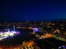 aérien nuit vue de illuminé ville centre bâtiments de Birmingham central ville de Angleterre uni Royaume. Mars 30e, 2024 photo