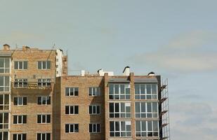 vue de une grand construction site avec bâtiments en dessous de construction et à plusieurs étages Résidentiel maisons. logement rénovation photo