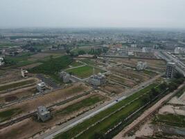 haute angle vue avec drone de Ouest Marina logement société dans lahore Pakistan sur novembre 07, 2023 photo