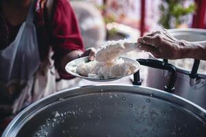 charité nourriture, nourriture pour le pauvres faim bénévoles offre nourriture à Aidez-moi le sans abri le idée de avoir Aidez-moi de compagnon humains photo