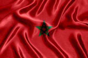 drapeau de Maroc soie fermer photo