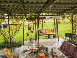 concept coup de le Extérieur jardin scène. jardinage photo