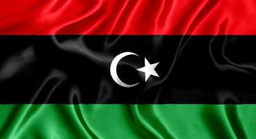 drapeau de Libye soie fermer photo