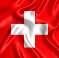 drapeau de Suisse soie fermer photo