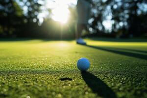 une le golf joueur sur le vert. photo