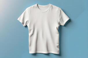 blanc t chemise sur bleu Contexte photo