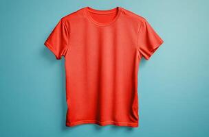 rouge t chemise sur bleu Contexte photo