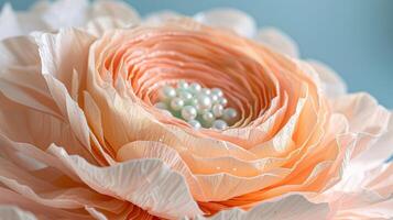une luxueux papier fleur trousse avec prime crêpe papier détaillé modèles et brillant perles pour création réaliste fleurit photo