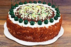 gâteau schwarzwald, chantilly, chocolat noir et blanc, déco photo