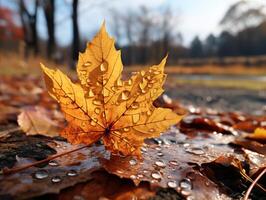 ai généré l'automne Jaune sorbier des oiseleurs feuilles sur une flou Contexte génératif ai photo