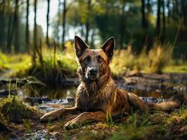 ai généré portrait de Belge berger malinois détaillé photo génératif ai