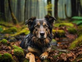 ai généré berger chien sur une flou l'automne Contexte génératif ai photo