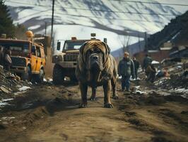 ai généré mastiff chien sur flou Contexte génératif ai photo