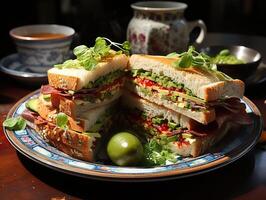 ai généré des sandwichs avec herbes dans une bol génératif ai photo