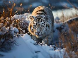 ai généré tigre dans le sauvage génératif ai photo