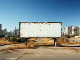 ai généré vide sale panneaux d'affichage dans le gros ville génératif ai photo