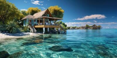 ai généré bungalow sur le Azur côte génératif ai photo