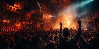 ai généré foule de gens à une la musique concert génératif ai photo