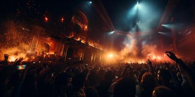 ai généré foule de gens à une la musique concert génératif ai photo