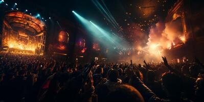 ai généré foule de gens à une la musique concert génératif ai photo