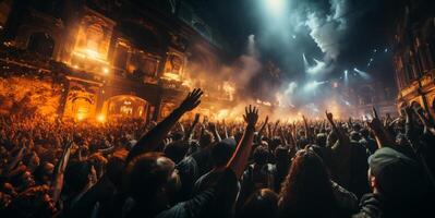 ai généré foule de gens à une la musique concert génératif ai photo