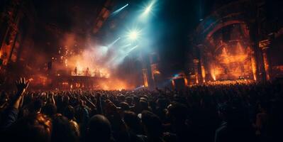 ai généré foule de gens à une la musique concert génératif ai photo