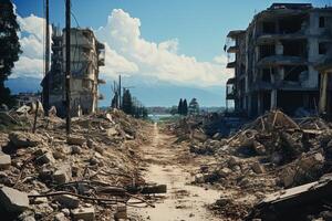 ai généré ville dans ruines génératif ai photo