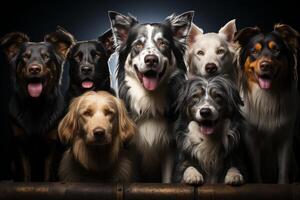 ai généré groupe portrait de chiens génératif ai photo