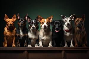 ai généré groupe portrait de chiens génératif ai photo